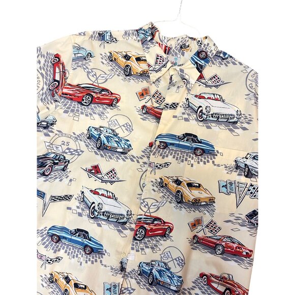 Reyn Spooner Car show Chevy Corvette Car Men's Hawaiian Shirt XXL - Picture 2 of 5
